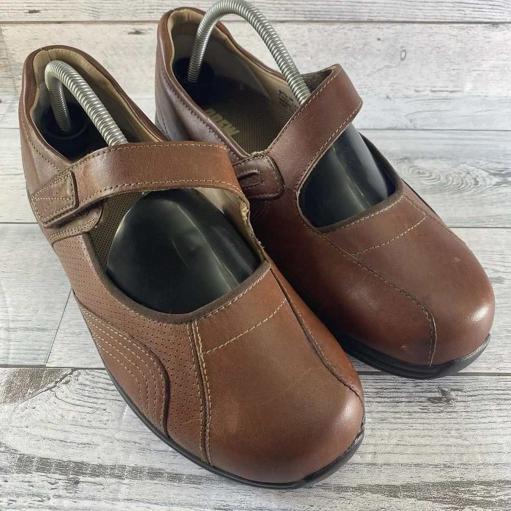 Drew Heather Mary Jane Shoes Womens‎ 9.5 W Brown Leather Orthopedic Comfort Walk